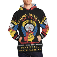 Load image into Gallery viewer, Men&#39;s All Over Print Hoodie (USA Size) (Model H13) - Army - 1st Battalion, 504th Infantry Regiment - Red Devils - FBNC
