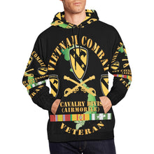 Load image into Gallery viewer, Men&#39;s All Over Print Hoodie (USA Size) (Model H13) - Vietnam Combat Veteran w 1st Cav DUI X 300
