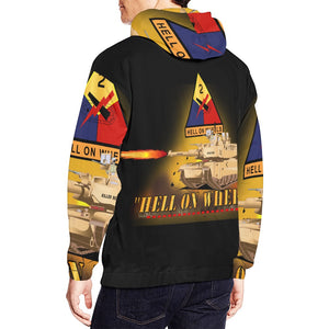 Men's All Over Print Hoodie (USA Size) (Model H13) - 2nd Armored Division - M1A1 Tank - Hell on Wheels w Fire