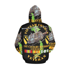 Load image into Gallery viewer, Men&#39;s All Over Print Hoodie (USA Size) (Model H13) - Vietnam Combat Cavalry Veteran w 1st Cav Div SSI Big Helo
