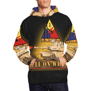 Men's All Over Print Hoodie (USA Size) (Model H13) - 2nd Armored Division - M1A1 Tank - Hell on Wheels w Fire