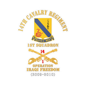 Kiss-Cut Vinyl Decals - Army - 14th Cavalry Regiment w Cav Br - 1st Squadron - Operation Iraqi Freedom - 2009–2010 - Red Txt X 300