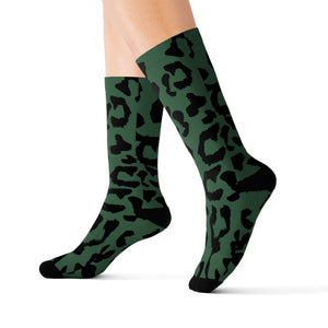 Sublimation Socks - Leopard Camouflage - Green-Black