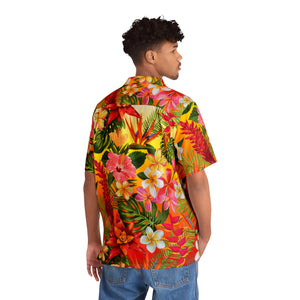 Men's Hawaiian Shirt (AOP) - Fire Panel - Tropical Flowers X 300