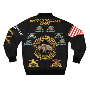 Men's AOP Bomber Jacket - Army - Cavalry and Infantry Regiments of the "Buffalo Soldiers" - American History