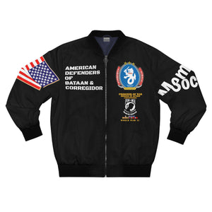 Men's AOP Bomber Jacket - American Defenders Of Bataan Corregidor with POW - MIA Service Medals