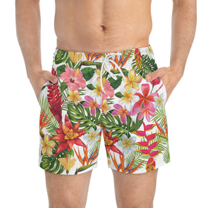 Swim Trunks (AOP) - White - Tropical Flowers X 300