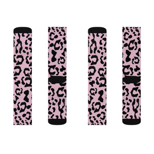 Sublimation Socks - Leopard Camouflage - Baby Pink - Black