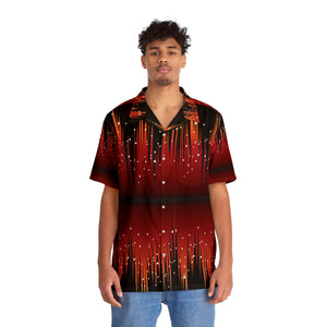 Men's Hawaiian Shirt (AOP) - Red Night Sky with Stars