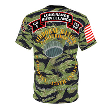 Load image into Gallery viewer, Unisex AOP Tee - Army - F Company, 425th Long Range Surveillance (RANGER) - Military Tiger Stripe Jungle Camouflage Shirt
