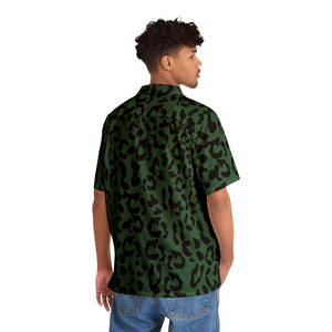 Men's Hawaiian Shirt (AOP) - Leopard Camouflage - Green-Black