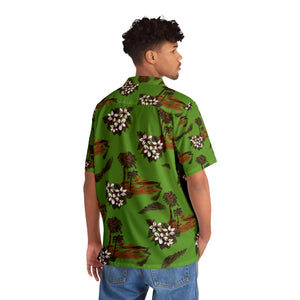 Men's Hawaiian Shirt (AOP) - Lite Green - Flowers and Palms