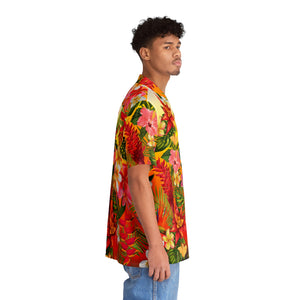 Men's Hawaiian Shirt (AOP) - Fire Panel - Tropical Flowers X 300