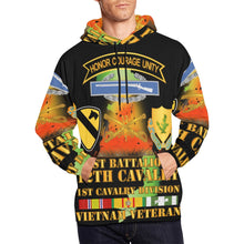 Load image into Gallery viewer, Men&#39;s All Over Print Hoodie (USA Size) (Model H13) - 1st Battalion, 12th Cav - SSI - DUI - MAP VN SVC
