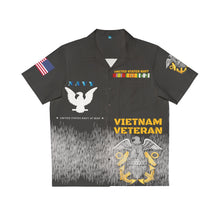 Load image into Gallery viewer, Men&#39;s Shirt (AOP) - Navy at War - Combat Veteran - Vietnam War with Vietnam Service Ribbons
