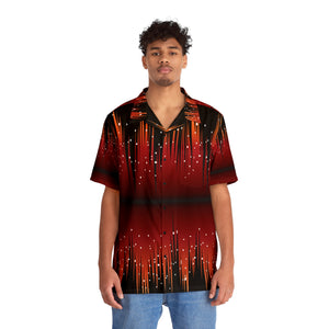 Men's Hawaiian Shirt (AOP) - Red Night Sky with Stars