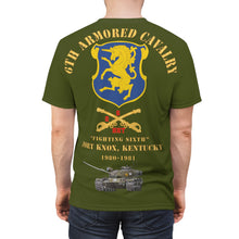 Load image into Gallery viewer, Unisex Cut &amp; Sew Tee (AOP) - Army - HHT - 2nd Squadron, 6th Armored Cavalry Regiment Ft Knox, Kentucky,  1980-1981
