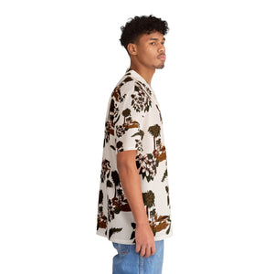 Men's Hawaiian Shirt (AOP) - White - Flowers and Palms