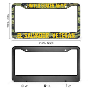 EL SALVADOR VETERAN - All Over Print License Plate Frame License Plate Frame Black