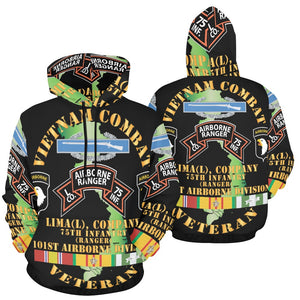 Men's All Over Print Hoodie (USA Size) (Model H13) - Vietnam Combat Vet - L Co 75th Infantry (Ranger) - 101st Airborne Div SSI