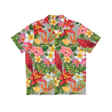 Load image into Gallery viewer, Men&#39;s Hawaiian Shirt (AOP) - Light Grey - Tropical Flowers X 300
