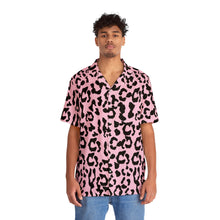 Load image into Gallery viewer, Men&#39;s Hawaiian Shirt (AOP) - Leopard Camouflage - Baby Pink - Black
