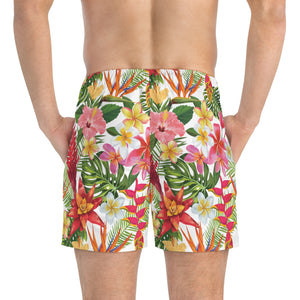 Swim Trunks (AOP) - White - Tropical Flowers X 300