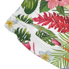 Load image into Gallery viewer, Swim Trunks (AOP) - White - Tropical Flowers X 300
