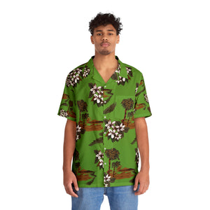 Men's Hawaiian Shirt (AOP) - Lite Green - Flowers and Palms