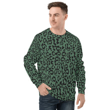 Load image into Gallery viewer, Mens All Over Print Crew Neck Sweatshirt - Leopard Camouflage - Green-Black
