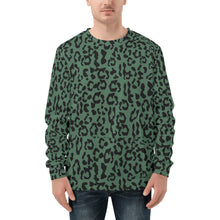 Load image into Gallery viewer, Mens All Over Print Crew Neck Sweatshirt - Leopard Camouflage - Green-Black
