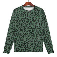 Load image into Gallery viewer, Mens All Over Print Crew Neck Sweatshirt - Leopard Camouflage - Green-Black
