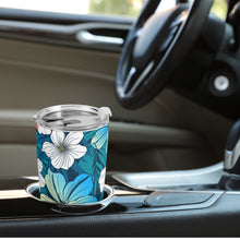 Load image into Gallery viewer, All Over Printing Car Cup - Bright Blue Beach Tropical Flowers
