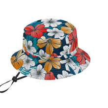 Load image into Gallery viewer, All Over Print Bucket Hats with Adjustable String - Bright Blue Beach Tropical Flowers
