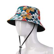 Load image into Gallery viewer, All Over Print Bucket Hats with Adjustable String - Bright Blue Beach Tropical Flowers
