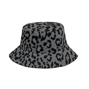 All Over Print Bucket Hats with Adjustable String - Leopard Camouflage - Battleship Color