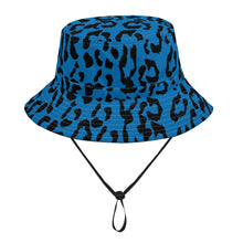 Load image into Gallery viewer, All Over Print Bucket Hats with Adjustable String - Leopard Camouflage - Blue-Black
