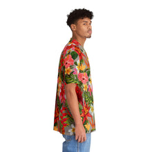 Load image into Gallery viewer, Men&#39;s Hawaiian Shirt (AOP) - Light Grey - Tropical Flowers X 300
