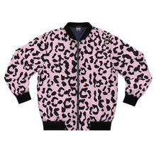 Load image into Gallery viewer, Men&#39;s AOP Bomber Jacket - Leopard Camouflage - Baby Pink - Black
