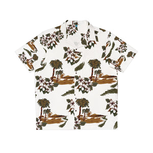 Men's Hawaiian Shirt (AOP) - White - Flowers and Palms