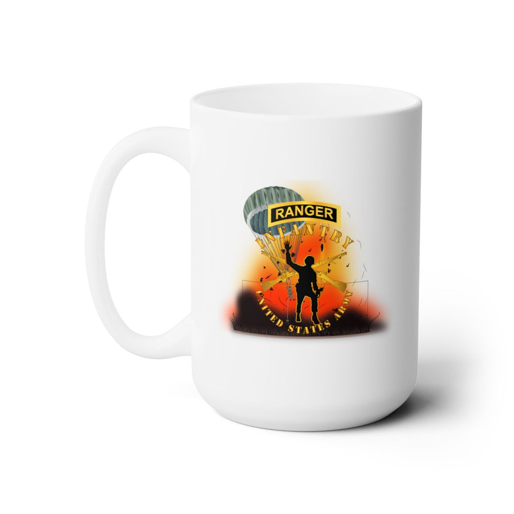 White Ceramic Mug 15oz - Army - Infantry - Follow Me - Ranger Tab - Paratrooper - Battleground X 300