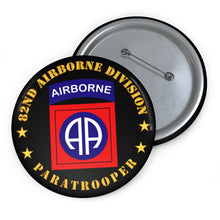 Load image into Gallery viewer, Custom Pin Buttons - 82nd Airborne Division - Paratrooper
