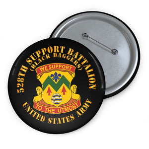 Custom Pin Buttons - 528th Support Battalion - DUI - Black Daggers X 300