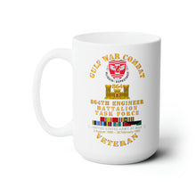 Load image into Gallery viewer, White Ceramic Mug 15oz - Army - Gulf War Combat Vet w  864th Eng Bn Task Force w GULF SVC
