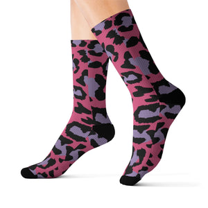 Sublimation Socks - Leopard Camouflage - Pink - Purple