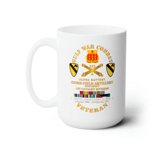 Load image into Gallery viewer, White Ceramic Mug 15oz - Army - Gulf War Combat Vet w  A Btry 333rd FAR - 1st Cav Div w GULF SVC
