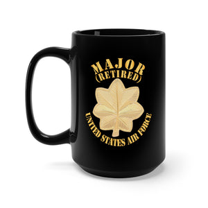 Black Mug 15oz - USAF - Major - Retired X 300