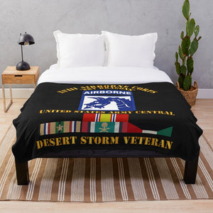 Army - XVIII Airborne Corps - US Army Central - Desert Storm Veteran Throw Blanket