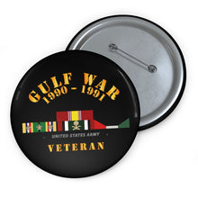 Load image into Gallery viewer, Custom Pin Buttons - Gulf War 1990 - 1991 w Svc and SWASM 3 stars
