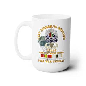 White Mug 15oz -  Army - 1st Airborne Brigade - TXARNG - Cold War Veteran w COLD SVC  X 300